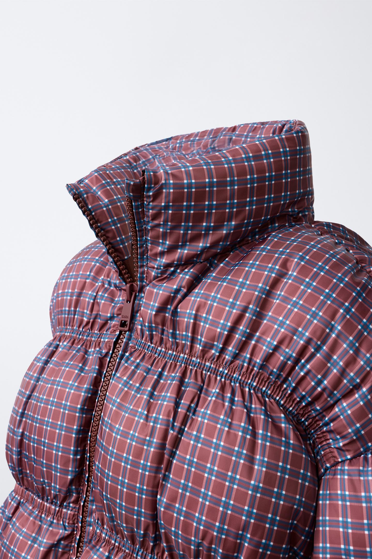 Детская куртка Zara Checked Quilted, цвет: Бордовый — фото 3