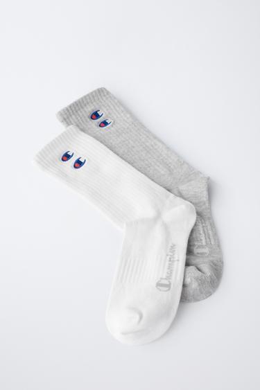 LOT DE DEUX PAIRES DE CHAUSSETTES BRODÉES LOGO CHAMPION ® X ZARA - Blanc de Zara - Image 2