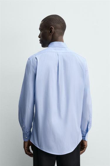 REGULAR FIT STRIPED SHIRT - White / Sky blue by Zara - Image 2