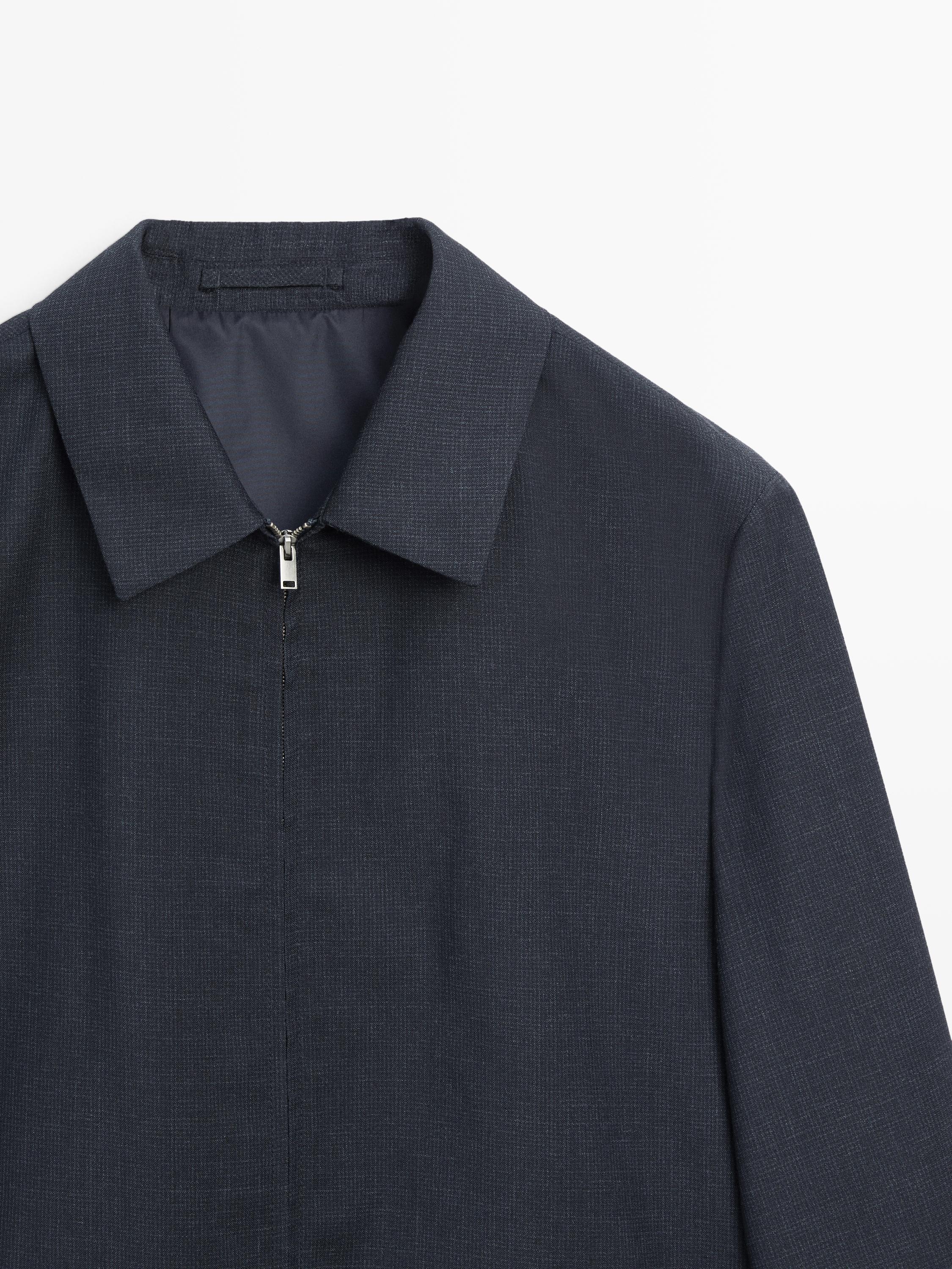 Blouson pied-de-poule laine