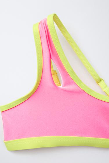 6-14 ANS/ BIKINI ASYMÉTRIQUE BRILLANT LISERÉS - Rose fluo de Zara - Image 2