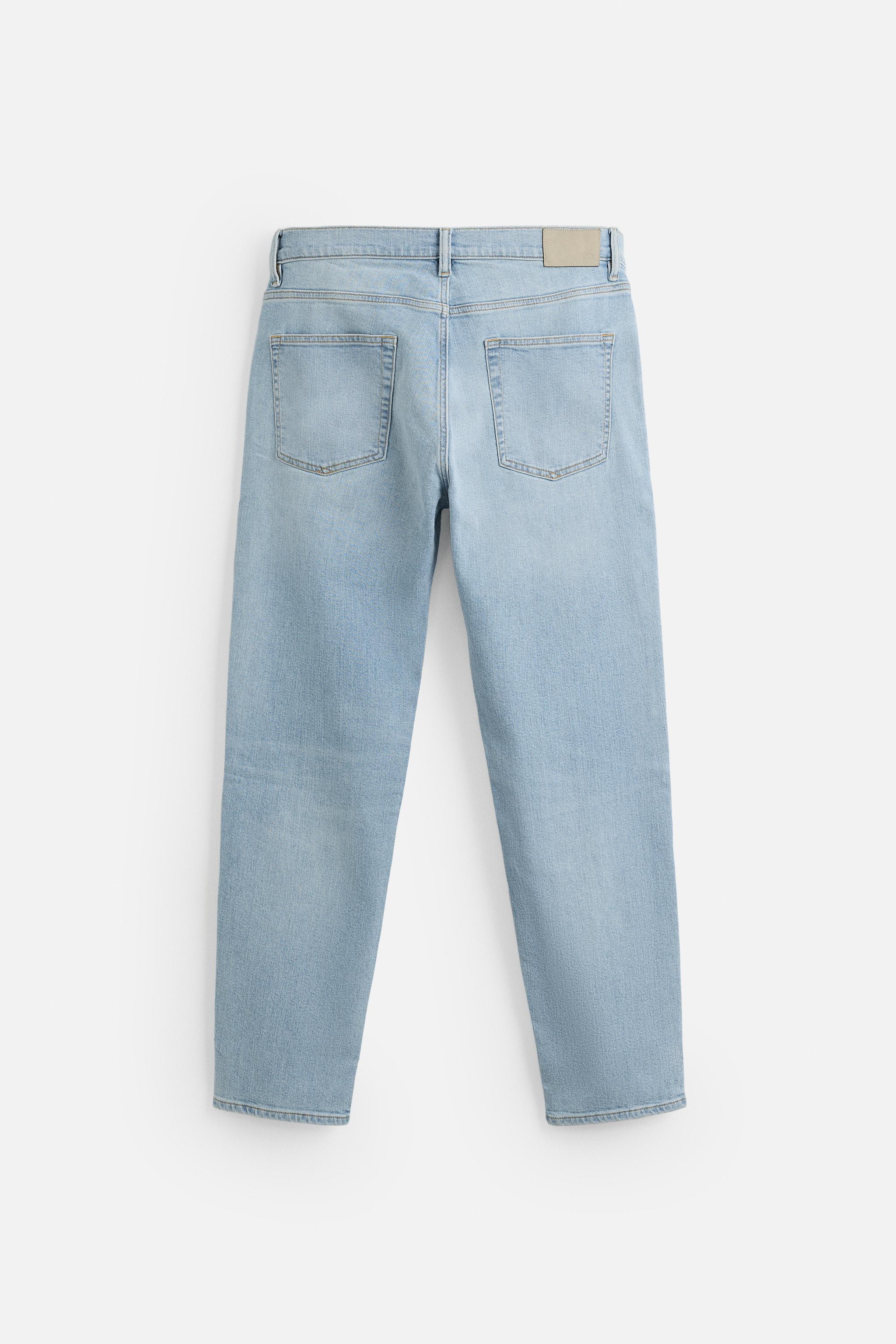【ZARA】スリムフィット ハイウエスト クラッシュ加工デニム スリムフィットジーンズ - ミディアムブルー | ZARA Japan / 日本