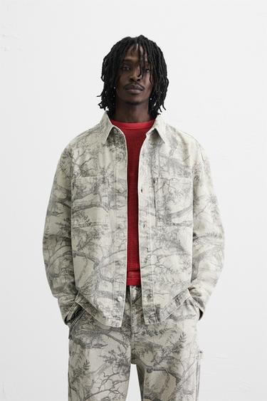 ABSTRACT PRINT OVERSHIRT - Light grey by Zara