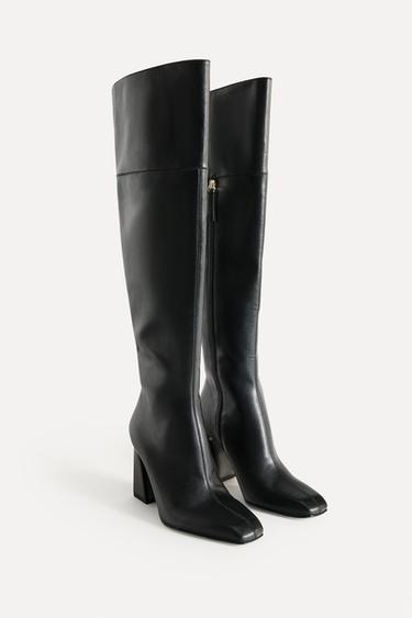LEATHER OVER-THE-KNEE HIGH-HEEL BOOTS 50TH ANNIVERSARY - Black by Zara