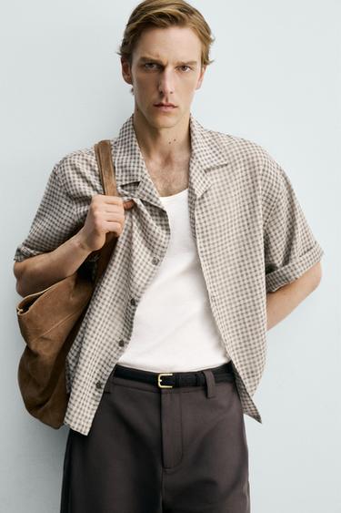 CHEMISE RELAXED FIT JACQUARD CARREAUX - Vert de Zara - Image 4