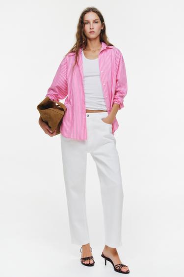 기본 포플린 셔츠 - Zara 로즈핑크