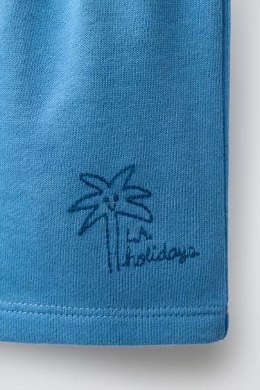 SHORT BRODÉ À PALMIER - Bleu de Zara - Image 3