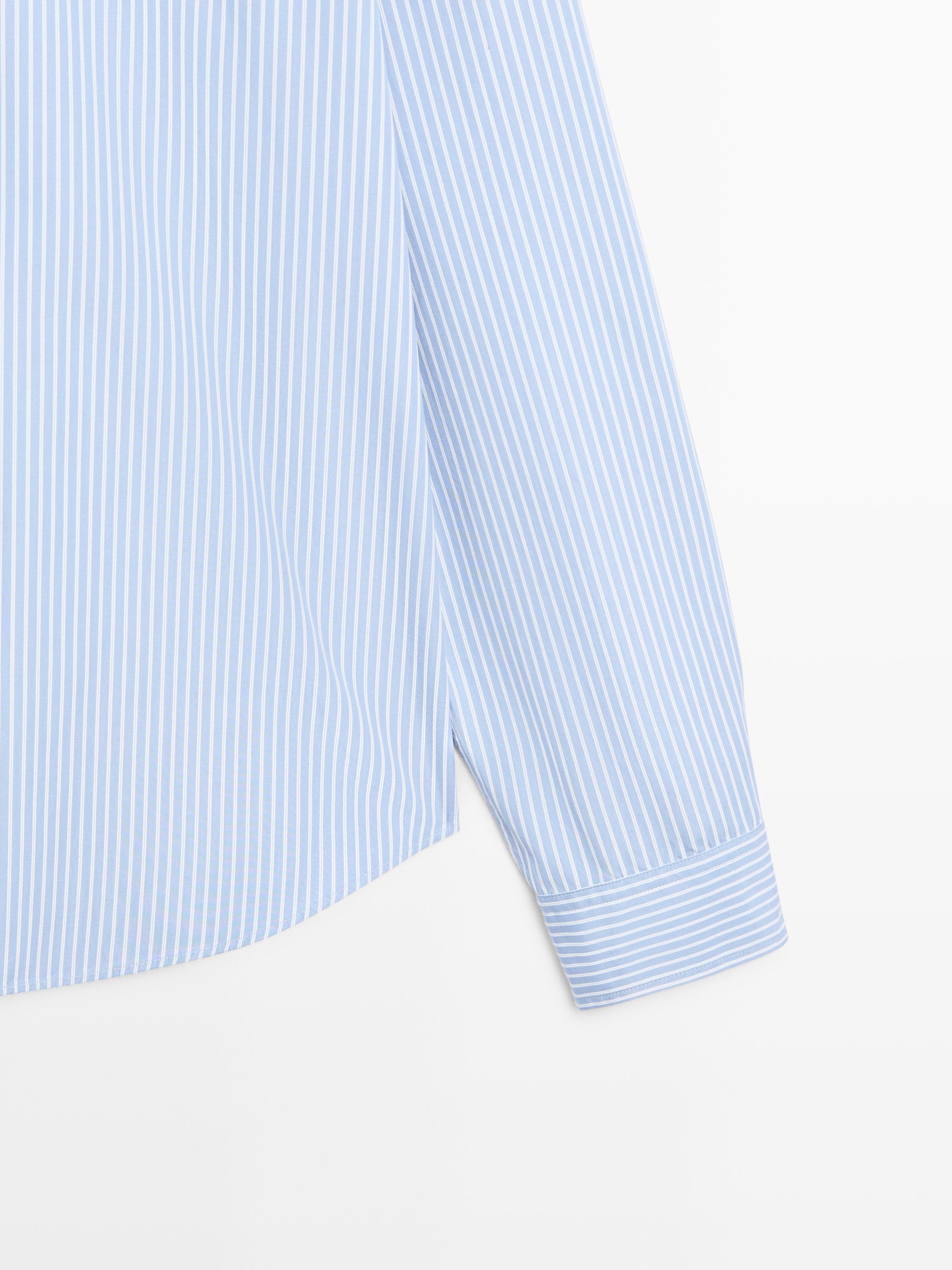 100% cotton striped poplin shirt