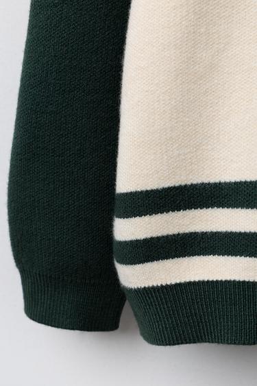 POLO EN MAILLE VARSITY - Vert foncé de Zara - Image 3