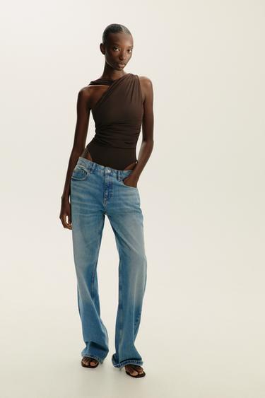 BODY DRAPEADO ASIMÉTRICO TUL - Marrón oscuro de Zara