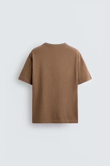 WASHED REGULAR FIT T-SHIRT - Light brown by Zara - Image 7