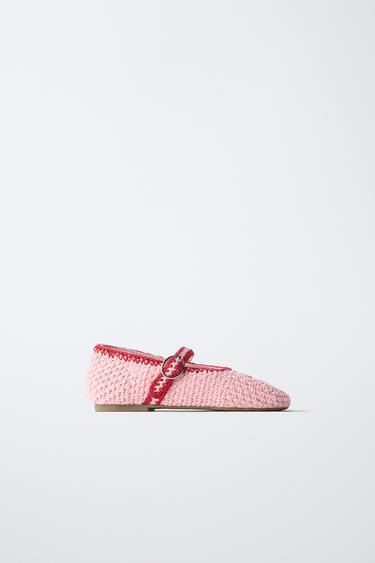 БАЛЕТКИ КРЮЧКОМ — Розовый от Zara