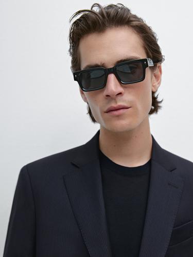 Zara Pinstripe wool suit blazer - Navy blue