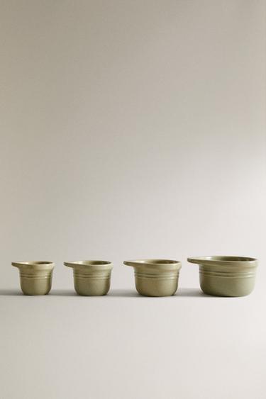 Zara STONEWARE MEASURING BOWLS (SET OF 4) - GREENISH