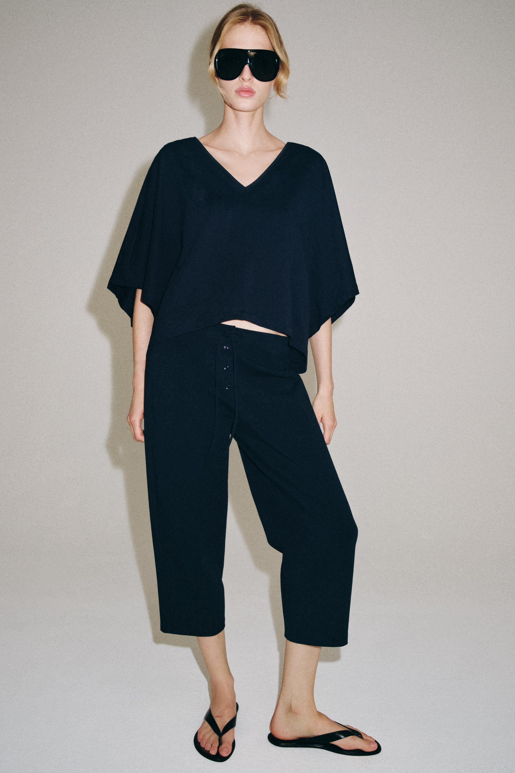 Zara INTERLOCK CARROT FIT PANTOLON görsel 3