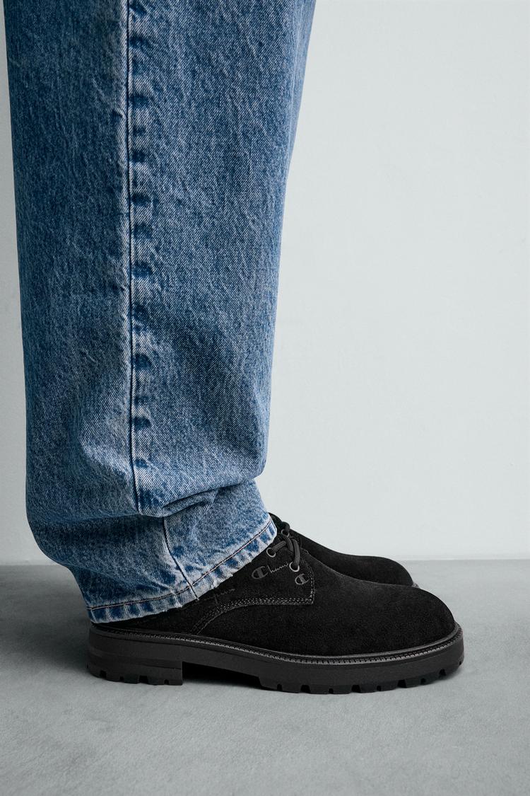 LEATHER LACE-UP BOOTS CHAMPION ® X ZARA Black ZARA India