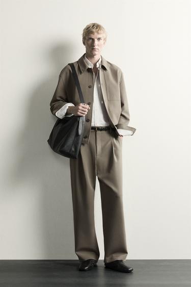 RELAXED FIT PLEATED TROUSERS - camel by Zara