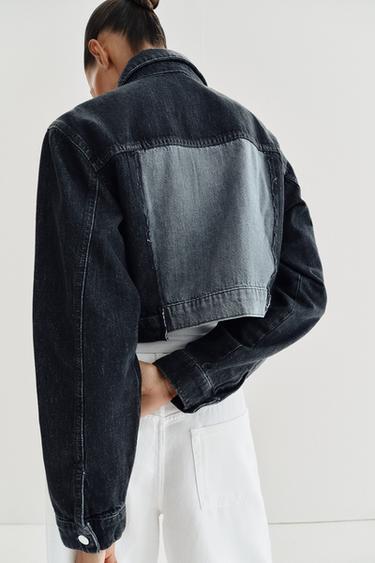 BLOUSON COURT EN DENIM Z1975 AVEC CONTRASTE - Gris de Zara - Image 6