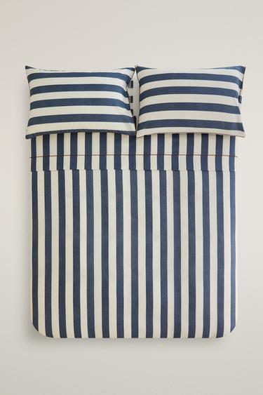 FADED COTTON STRIPE DUVET COVER - Blue by Zara