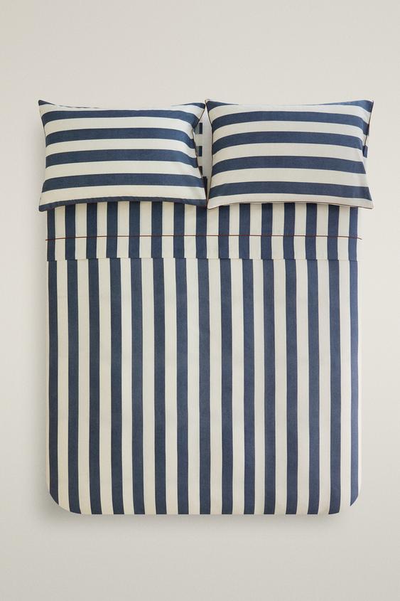 FADED COTTON STRIPE DUVET COVER - Blue by Zara - Image 0