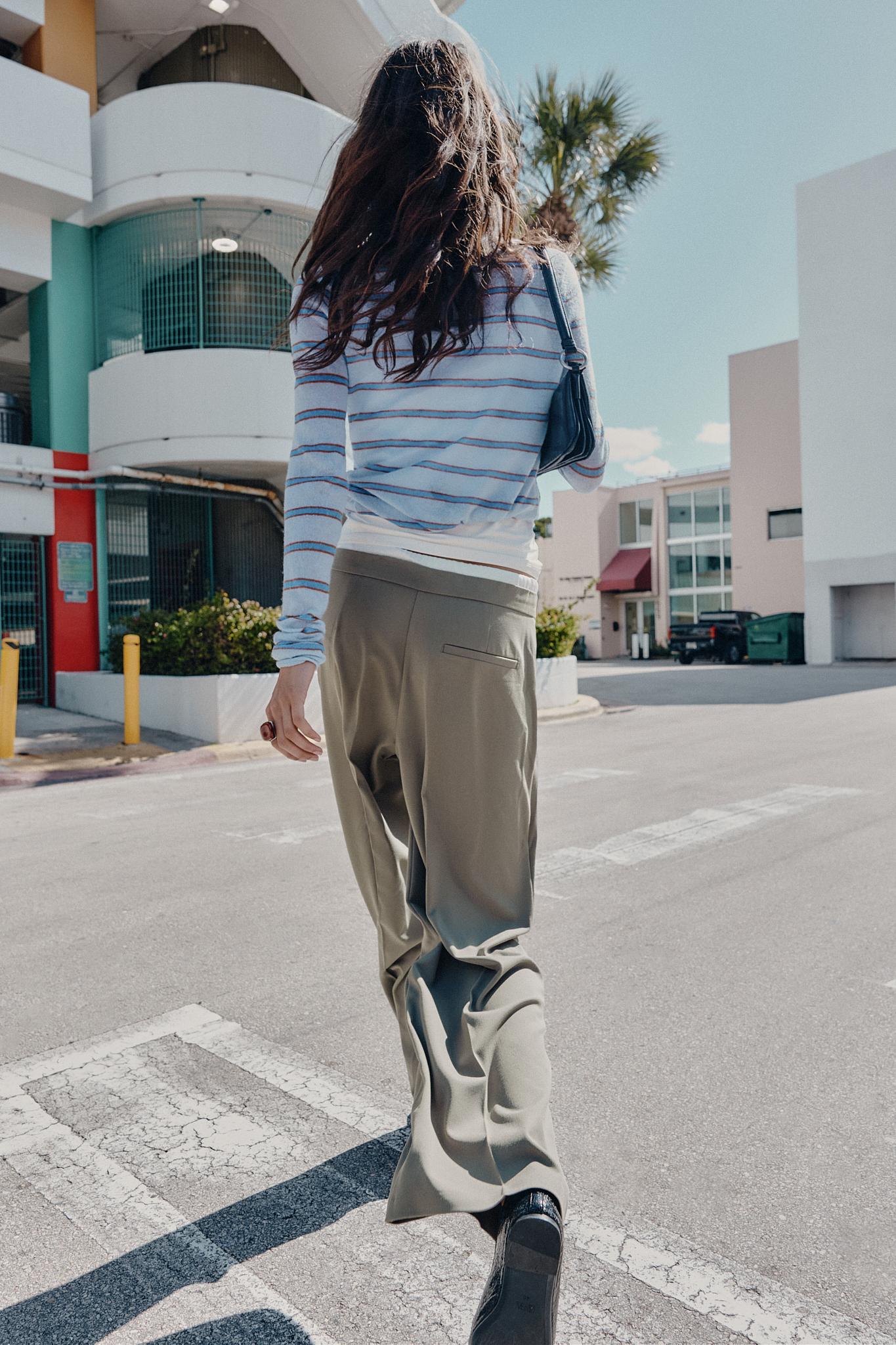 WIDE LEG PANTS WITH DOUBLE WAISTBAND