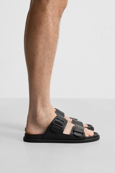 Zara DOUBLE STRAP SANDALS - Black - Image 0