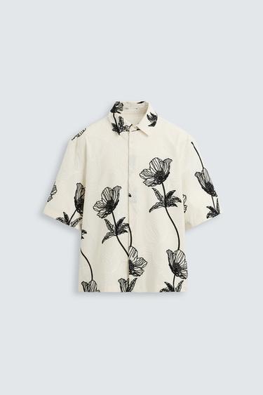 CONTRAST EMBROIDERY SHIRT - white by Zara