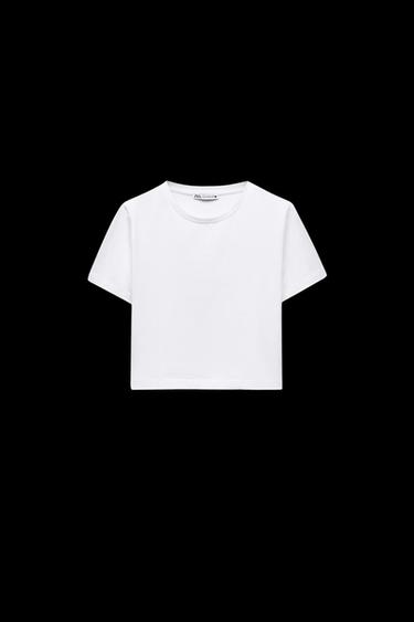 CROPPED STRETCH T-SHIRT - White by Zara - Image 0