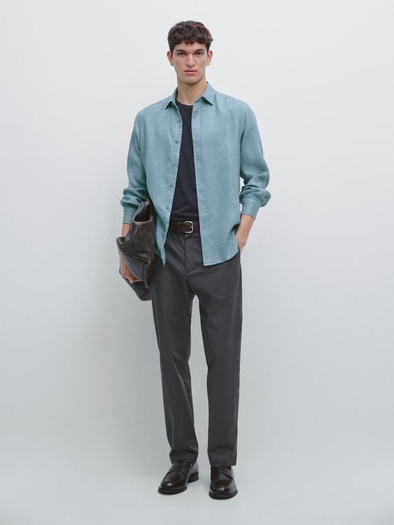 100% linen slim fit shirt