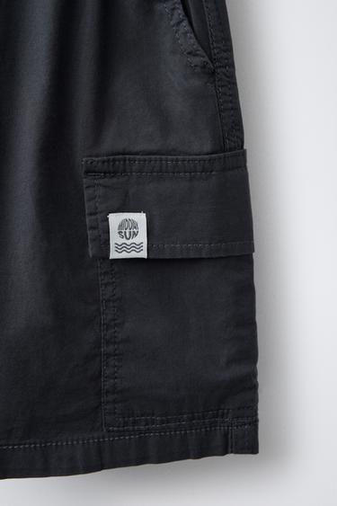 POPLIN CARGO BERMUDA SHORTS - Navy blue by Zara - Image 3