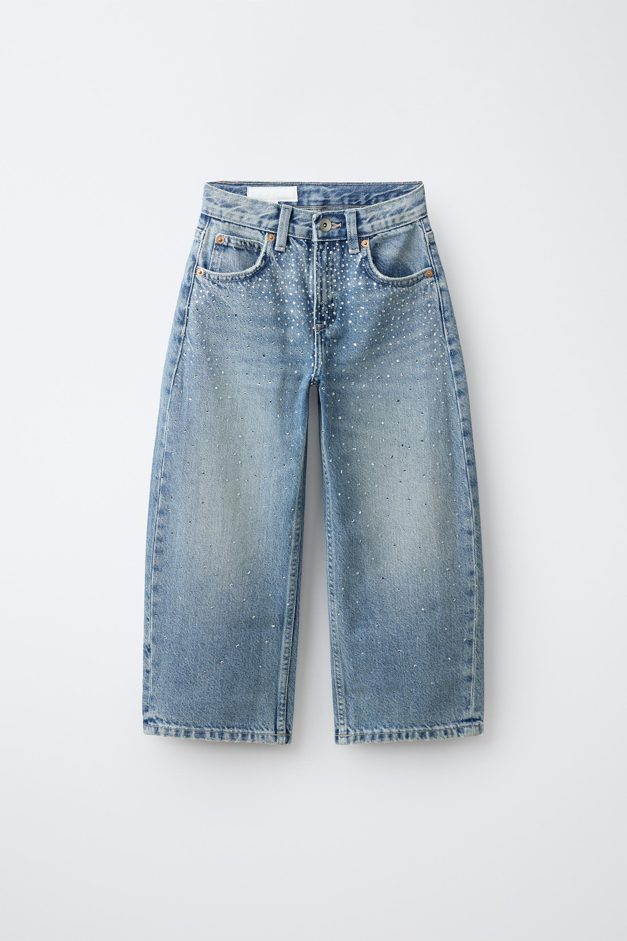 ラインストーン バレルデニムパンツ - ブルー | ZARA Japan / 日本