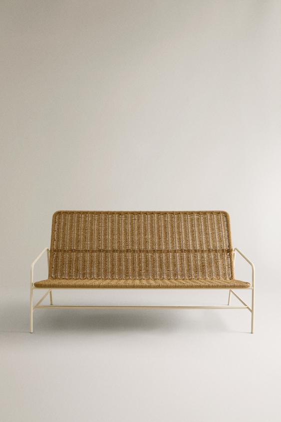 WOVEN OUTDOOR BENCH WITH BACK - Brown / White | ZARA United States