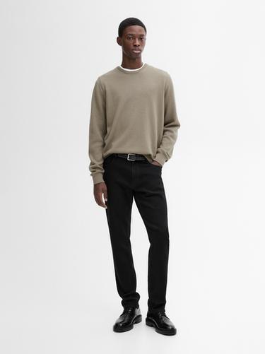 Jersey punto mezcla algodón - Khaki claro de Zara