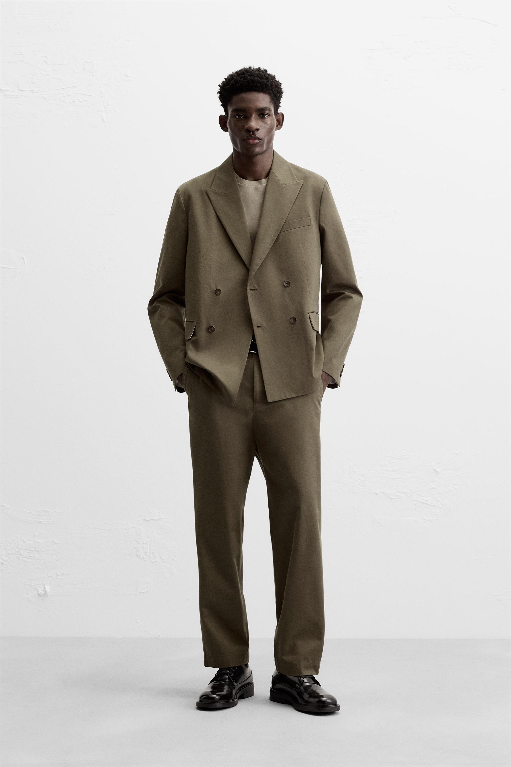 COTTON LYOCELL SUIT PANTS taupe brown ZARA Canada