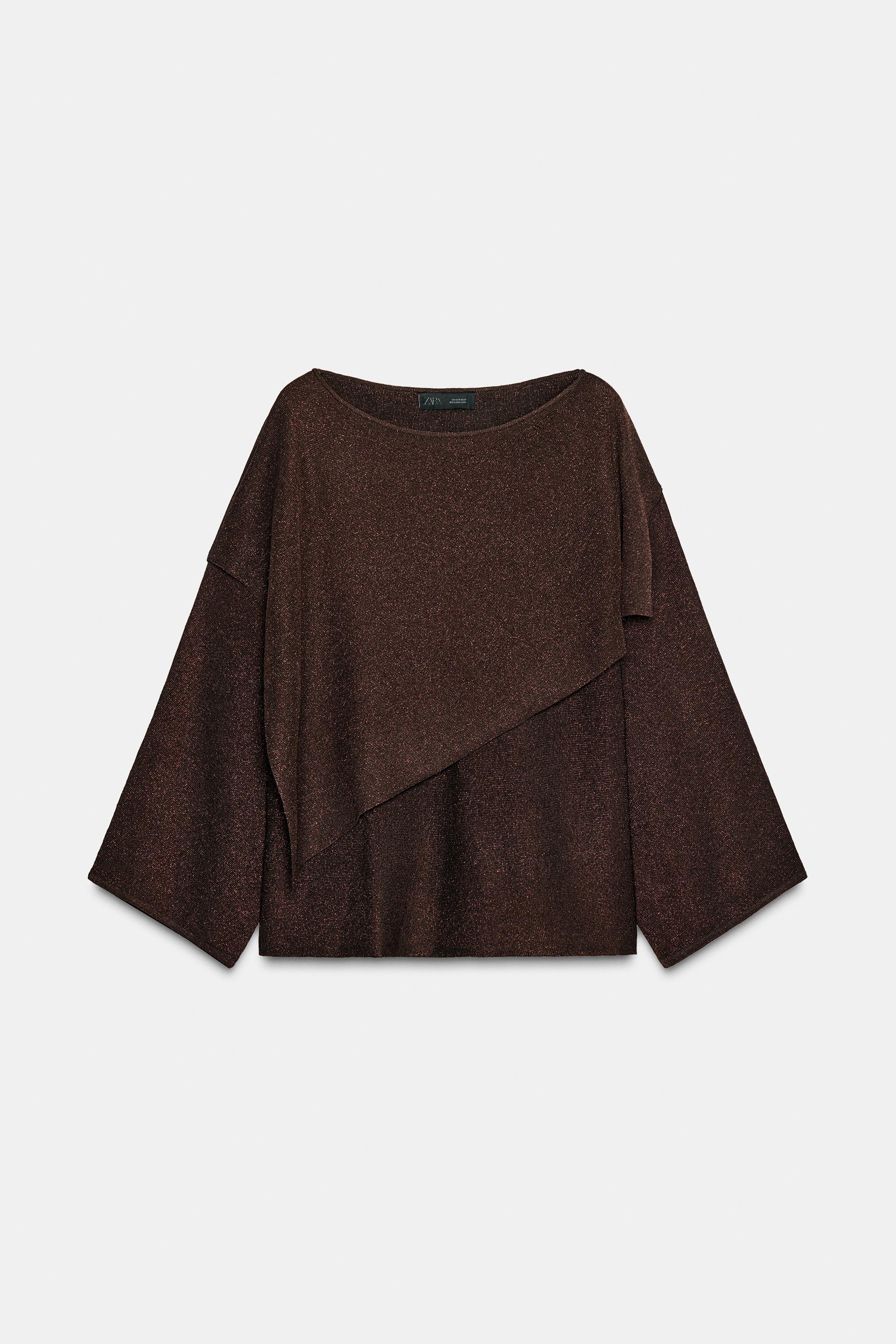 PULL CAPE EN MAILLE À FIL MÉTALLISÉ