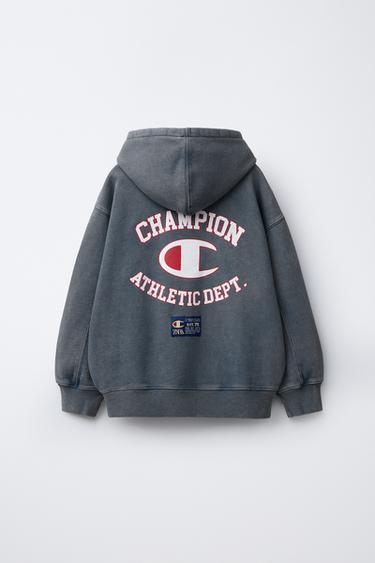 SWEAT À CAPUCHE EFFET DÉLAVÉ CHAMPION ® X ZARA Bleu clair ZARA