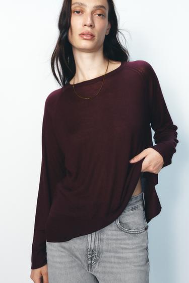 JERSEY BÁSICO PUNTO - Burgundy de Zara