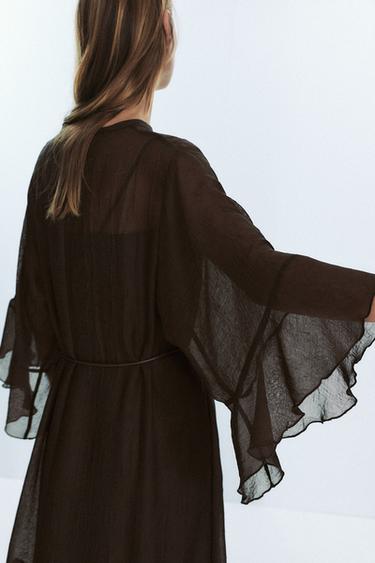 BELTED KAFTAN DRESS - Chocolate by Zara - Image 5