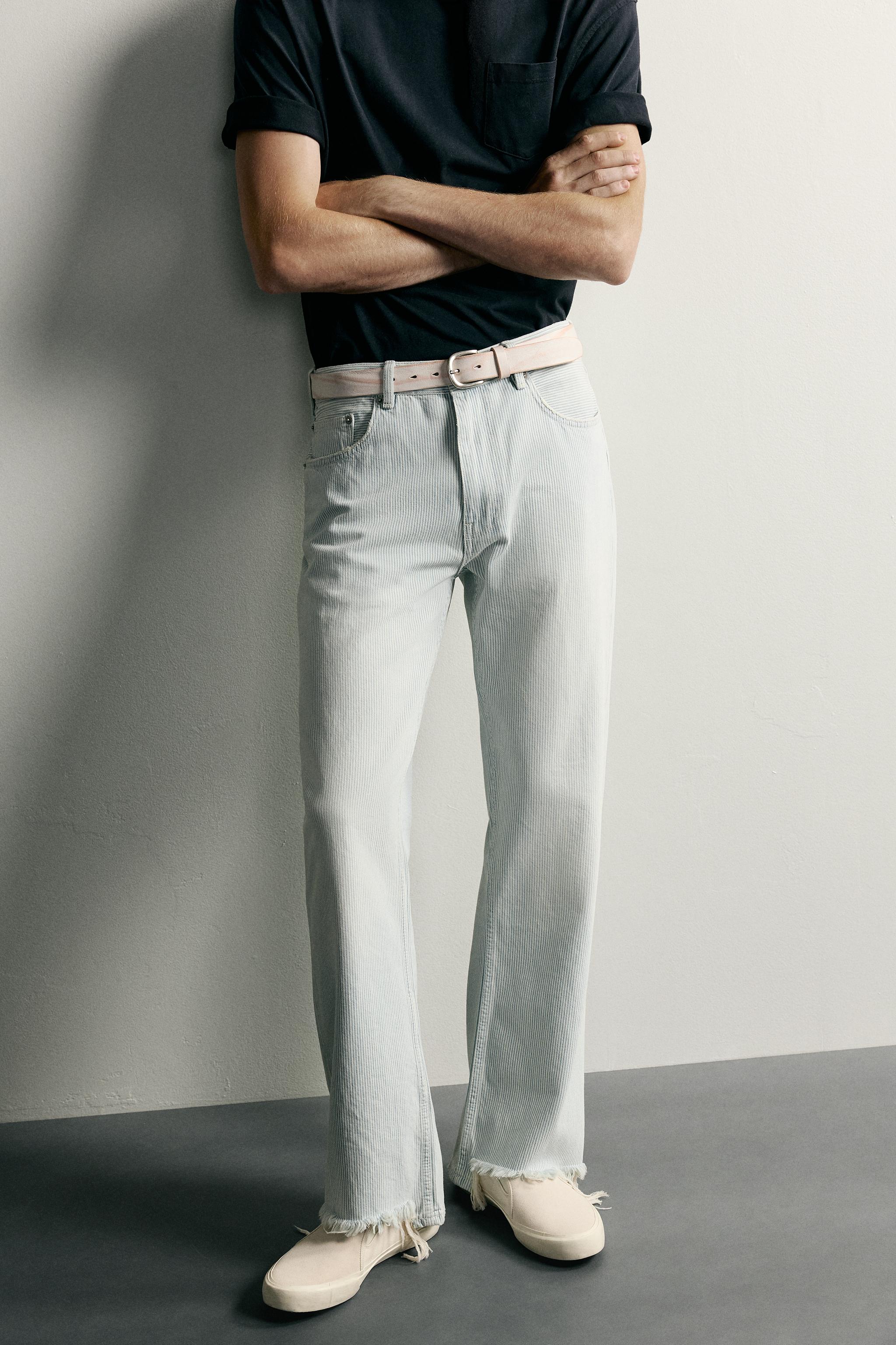 Мужские джинсы Zara WASHED STRIPED FLARE TROUSERS — фото 5