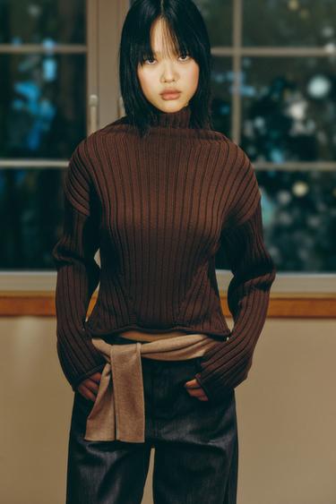 Zara 羅紋針織衫 - 棕色