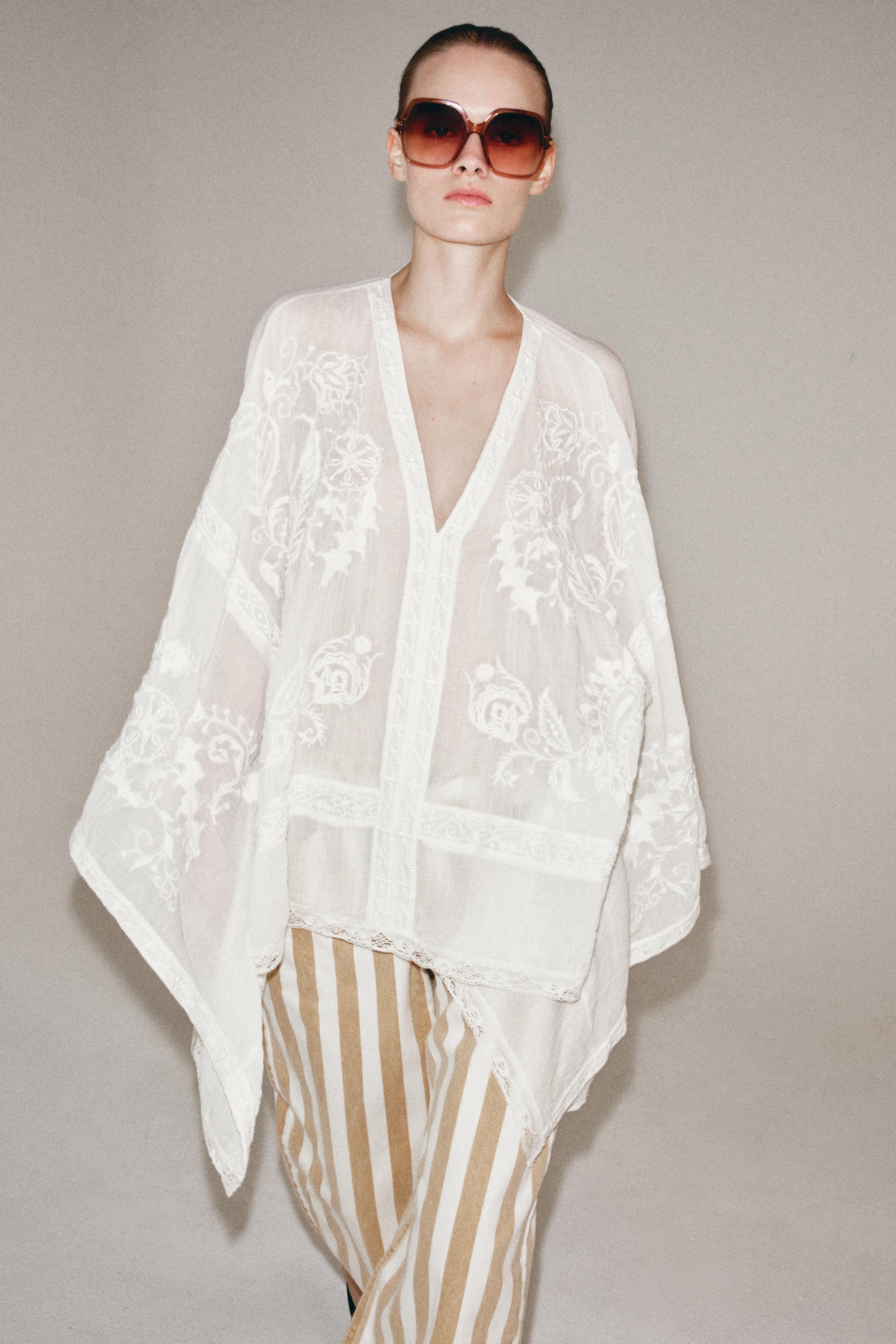 ZW COLLECTION EMBROIDERED CAPE BLOUSE