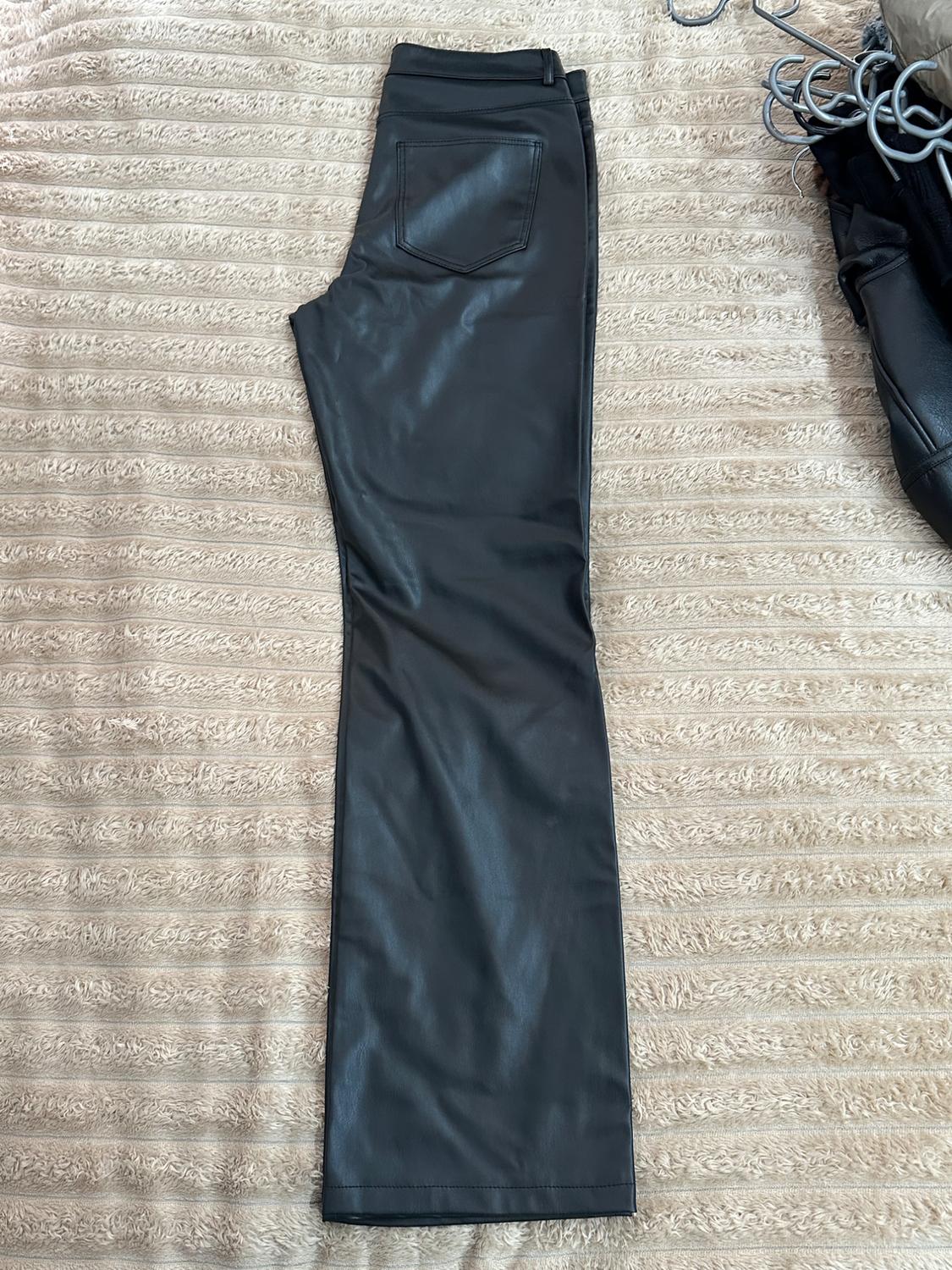 LEATHER EFFECT LONG LENGTH STRAIGHT-LEG TROUSERS - Image 3