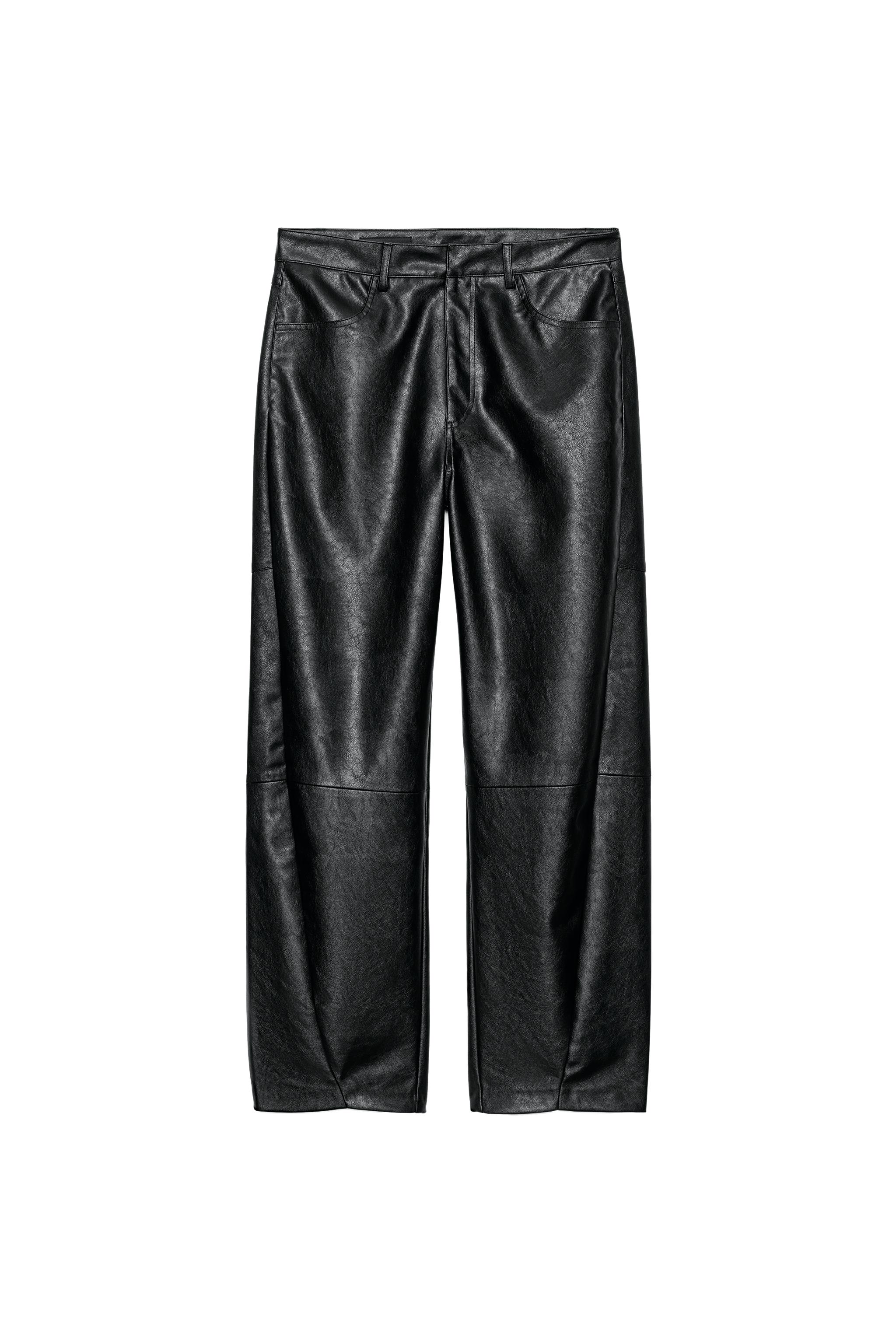 CALÇA DE POLIURETANO COM PREGAS - Preto | ZARA Brasil
