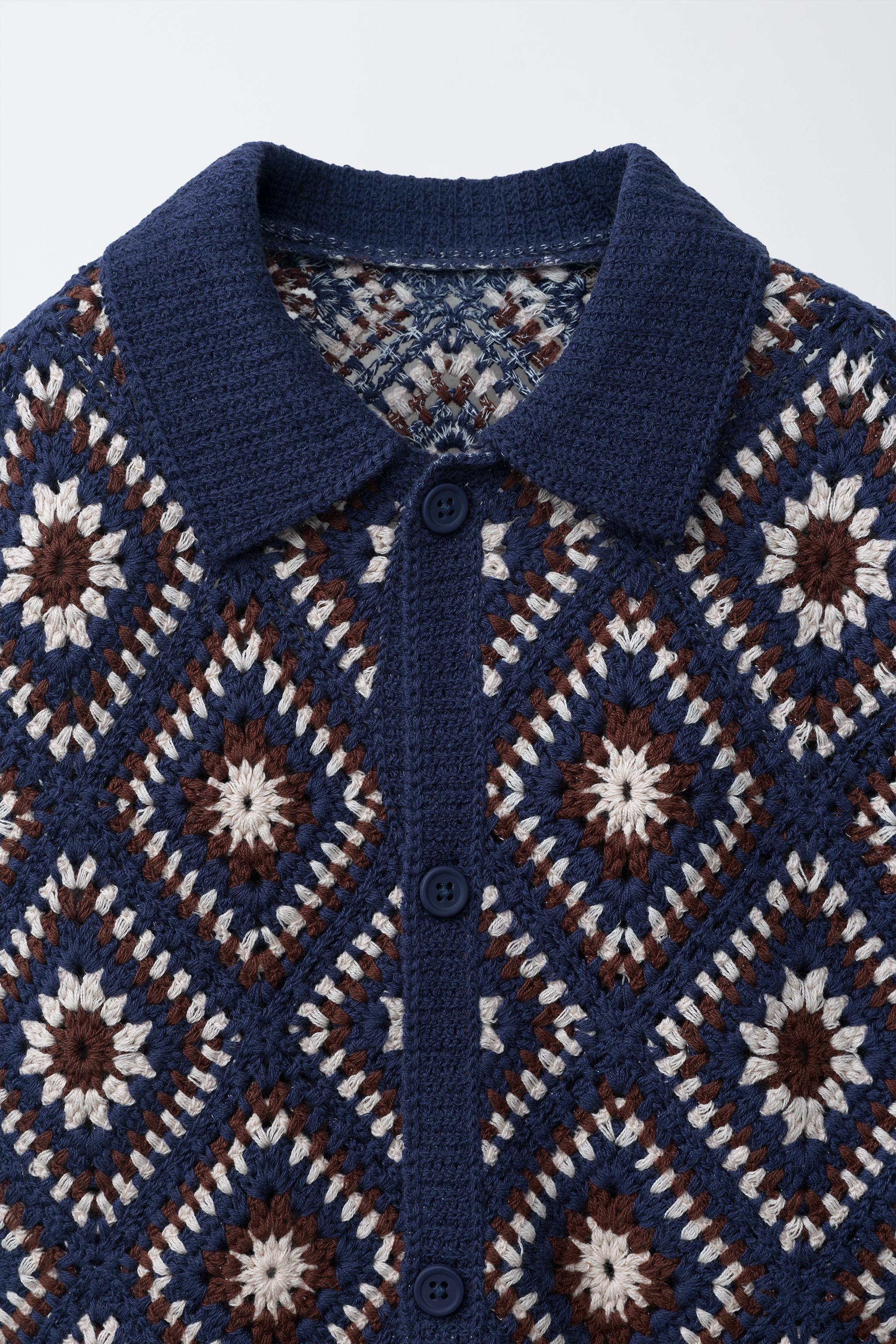 DIAMOND CROCHET KNIT SHIRT