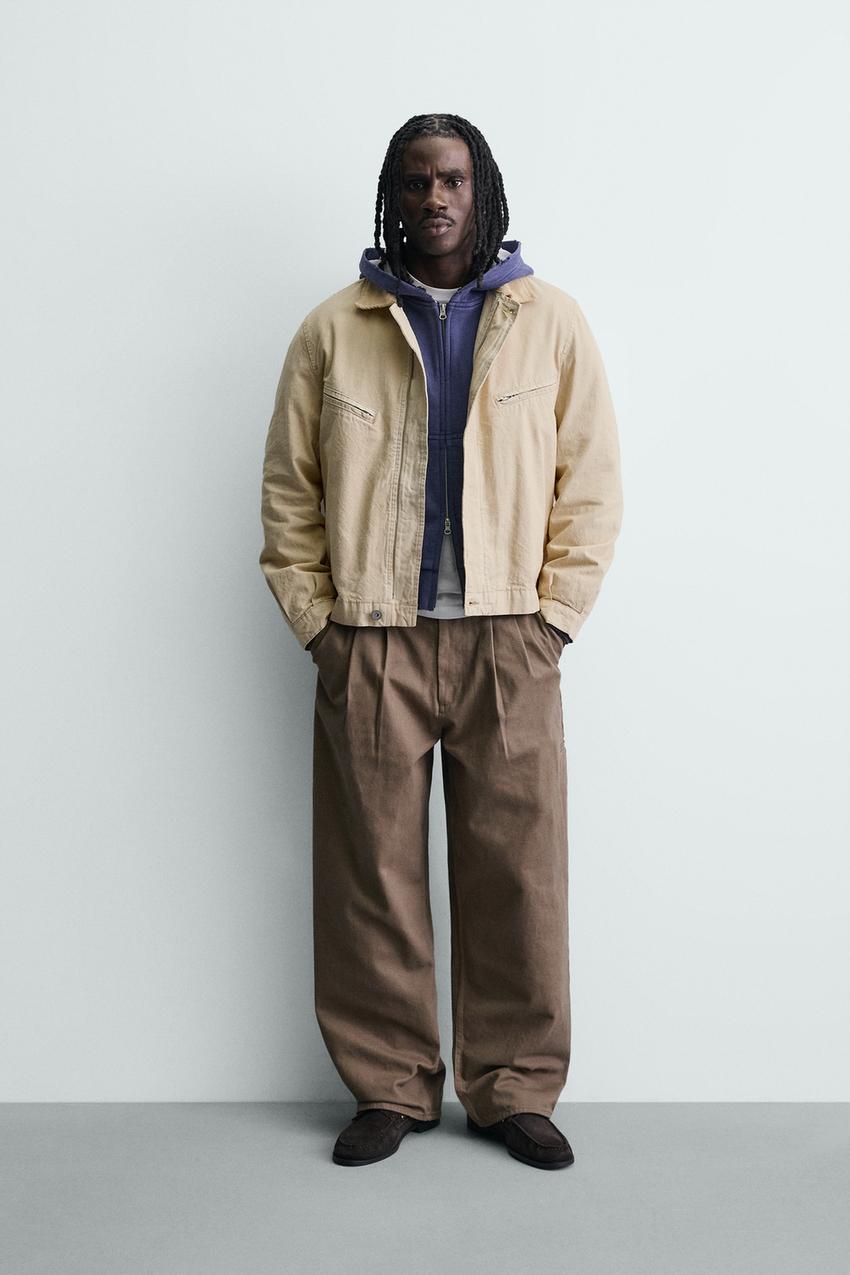 クロップドフィットコーデュロイ襟ジャケット - イエロー | ZARA Japan 