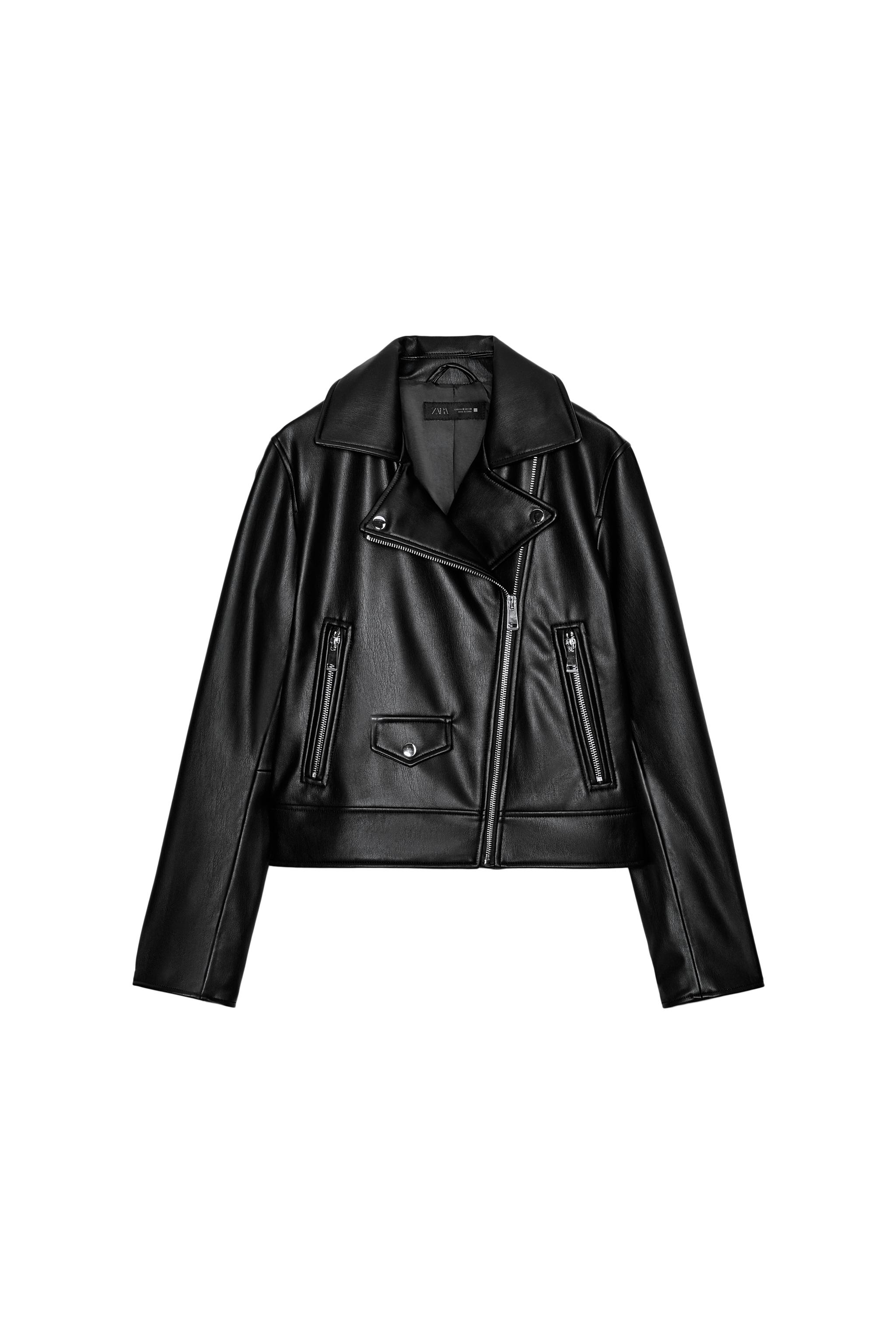 LEATHER EFFECT BIKER JACKET - Black | ZARA Australia