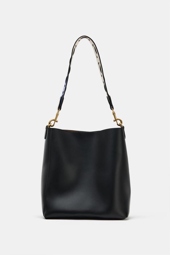 Женская сумка Zara Bucket Bag with Handle Detail, цвет: Чёрный