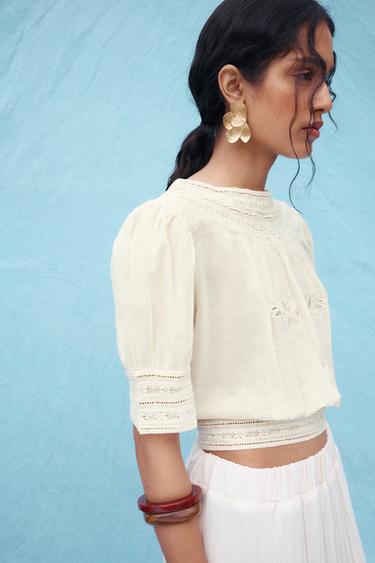 Zara ZW COLLECTION ROMANTIC BLOUSE - Ecru