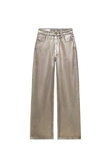 TRF LOOSE FOIL MID-WAIST JEANS