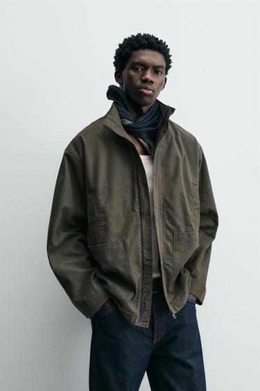 Zara WASHED RELAXED FIT DENIM PARKA - Rust